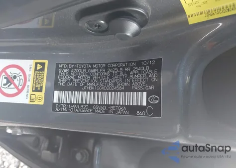 2013 Lexus Es 350 z USA, uszkodzony, nr VIN JTHBK1GGXD2024584